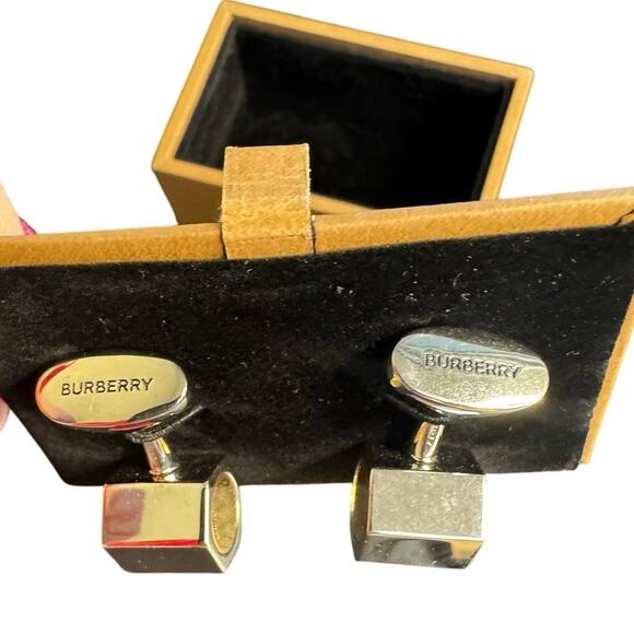 Burberry NWT Bolt Cufflinks in Palladium/Dark Brass - Picture 2 of 9